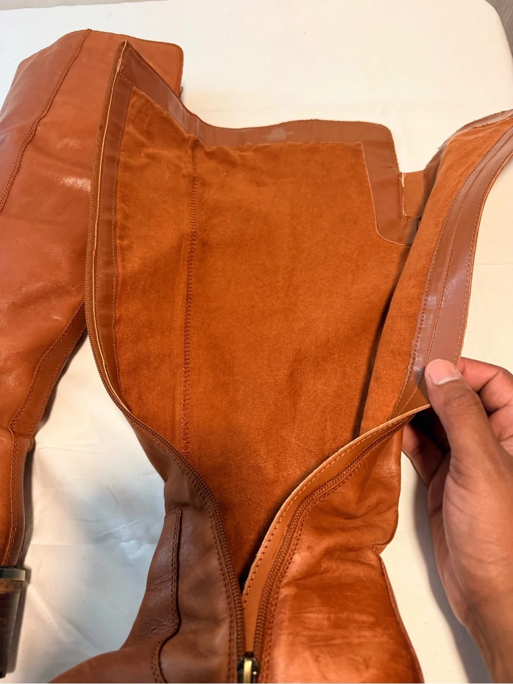 Vince Camuto VC-Kensile Women's Brown Leather Knee High Zip Riding Boots US 9